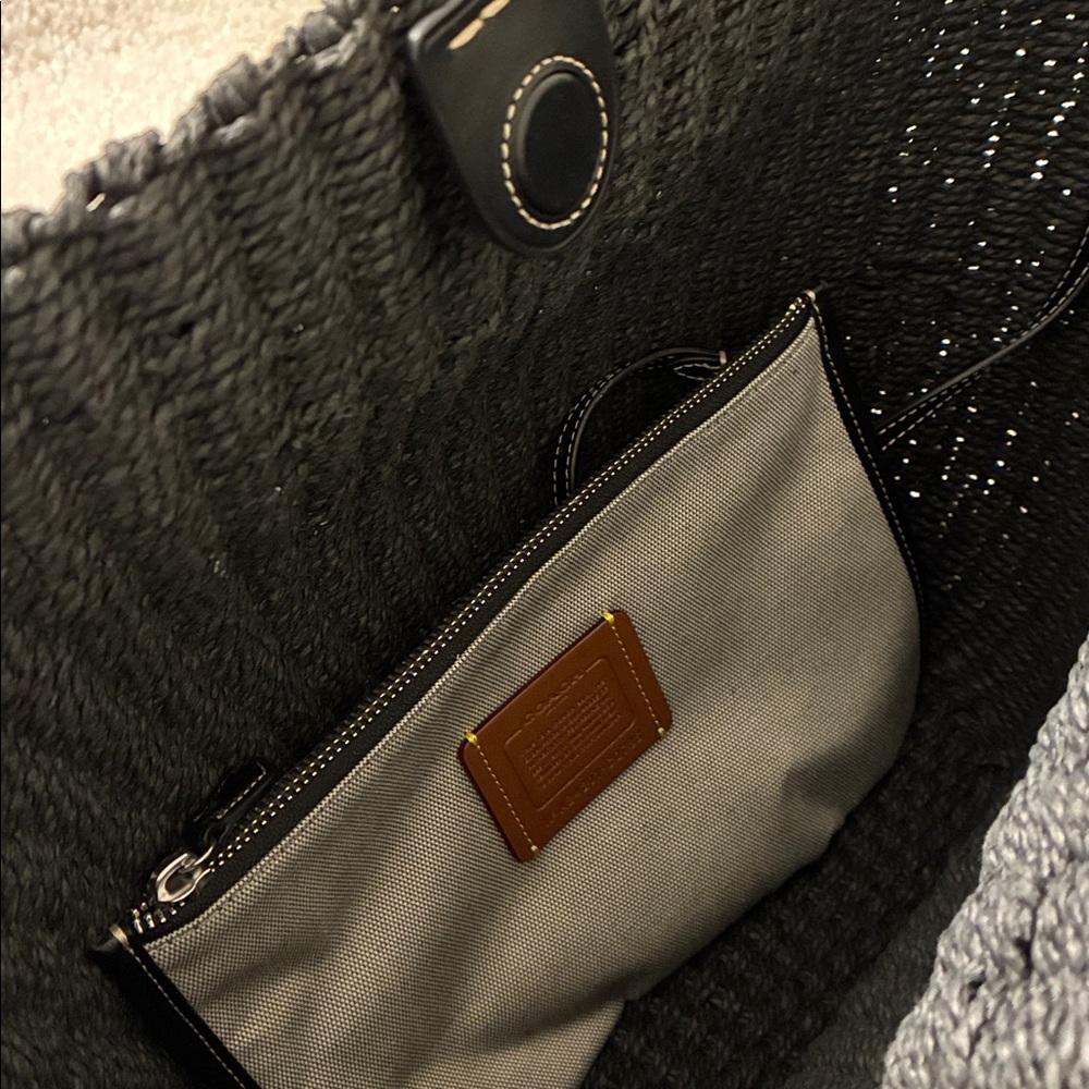 Coach Large Black woven Straw Tote - Picture 8 of 12